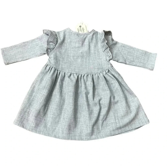 Korango Kid's Gray Button Up Fit & Flare Modern Vintage Dress Size 6-12 Month - Picture 2 of 7